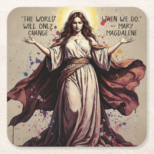 Vintage Art Maria Magdalena Zitat  Rechteckiger Pappuntersetzer