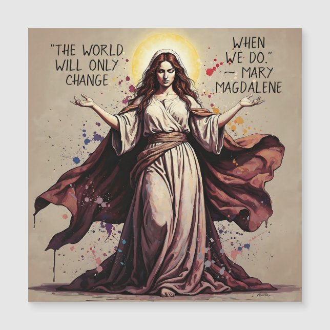 Vintage Art Mary Magdalene Quote  Magnetkarte (Vorderseite)