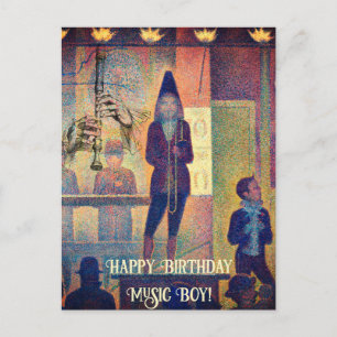 VINTAGE ART MUSIKER FLÖTE GEBURTSTAG INDIVIDUELL A POSTKARTE