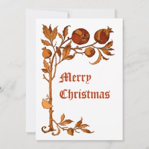 Vintage Art Nouveau 1886 Granatapfel Weihnachten