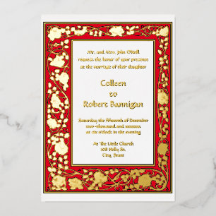 Vintage Art Nouveau 1906 Rosenreben-Rahmen Folieneinladung