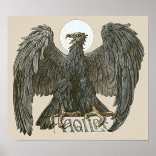 Vintage Art Nouveau Adler, Raubvögel Poster