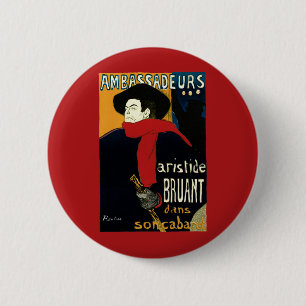 Vintage Art Nouveau Ambassadeurs, Toulouse Lautrec Button