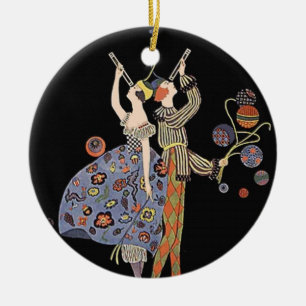 Vintage-Art Nouveau-Art Deco-Feierparty Keramik Ornament