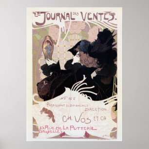 Vintage Art Nouveau Auktionsjournal-Anzeige Poster