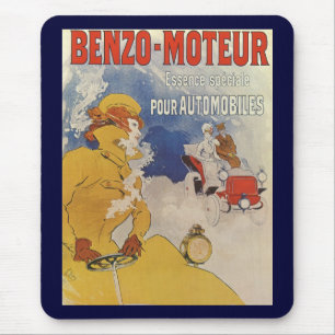 Vintage Art Nouveau, Benzo Moteur von Jules Cheret Mousepad