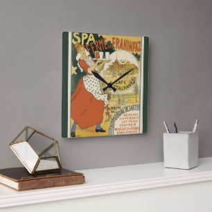 Vintage Art Nouveau, Bierbar Restaurant und Café Quadratische Wanduhr