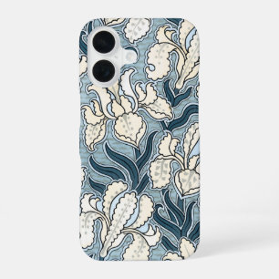 Vintage Art Nouveau, Blaue Garten-Schwertlilien-Bl iPhone 16 Hülle