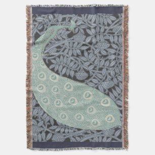 Vintage Art Nouveau Blaue Pfauen-Druck Verneuil Decke