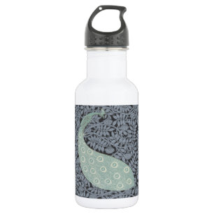 Vintage Art Nouveau Blaue Pfauen-Druck Verneuil Edelstahlflasche