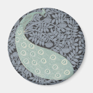 Vintage Art Nouveau Blaue Pfauen-Druck Verneuil Magnet