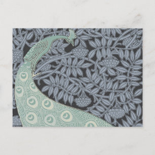 Vintage Art Nouveau Blaue Pfauen-Druck Verneuil Postkarte