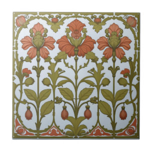 Vintage Art Nouveau Blumenfries Fliese