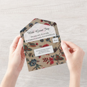 Vintage Art Nouveau Blumenmuster Hochzeit Alles In All In One Einladung