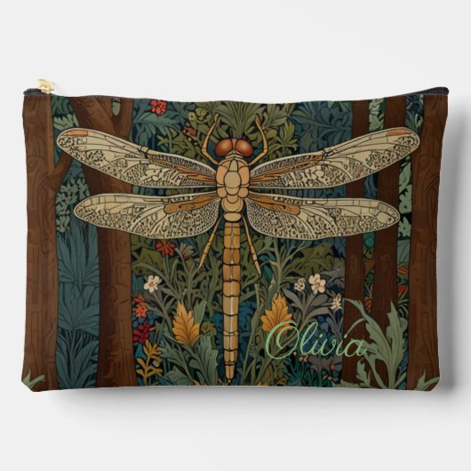 Vintage Art Nouveau boho dragonfly Monogramm Zubehörtasche (Vorderseite)