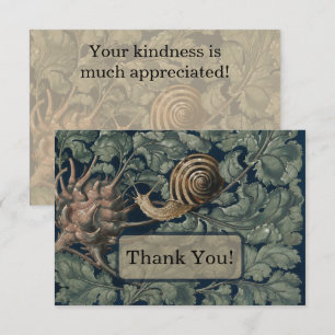 Vintage Art Nouveau Botanische Schnecke Antik Dankeskarte