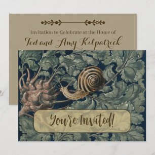 Vintage Art Nouveau Botanische Schnecke Antik Einladung