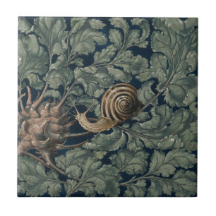 Vintage Art Nouveau Botanische Schnecke Antik Fliese