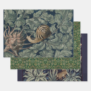 Vintage Art Nouveau Botanische Schnecke Antik Geschenkpapier Set
