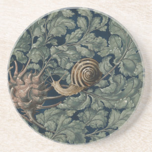 Vintage Art Nouveau Botanische Schnecke Antik Getränkeuntersetzer