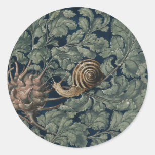 Vintage Art Nouveau Botanische Schnecke Antik Runder Aufkleber