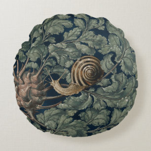 Vintage Art Nouveau Botanische Schnecke Antik Rundes Kissen