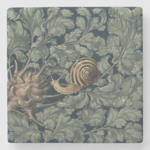 Vintage Art Nouveau Botanische Schnecke Antik Steinuntersetzer