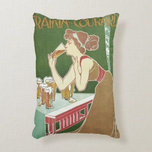 Vintage Art Nouveau Brasserie Fraikin-Courard Bier Dekokissen