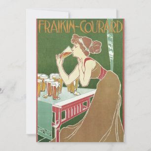 Vintage Art Nouveau Brasserie Fraikin-Courard Bier Einladung