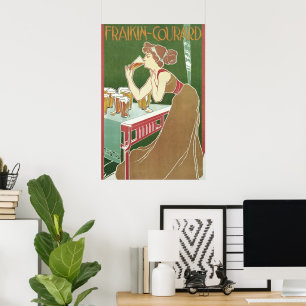 Vintage Art Nouveau Brasserie Fraikin-Courard Bier Poster