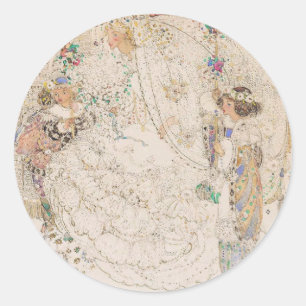 Vintage Art Nouveau Brautparty Heftsticker Runder Aufkleber