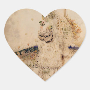 Vintage Art Nouveau Brautparty Herz-Aufkleber