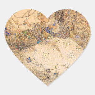 Vintage-Art-Nouveau-Brautstrauß Herz Herz-Aufkleber