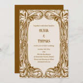 Vintage Art Nouveau Brown Ornate Wedding Einladung (Vorne/Hinten)