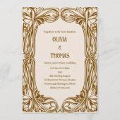 Vintage Art Nouveau Brown Ornate Wedding Einladung (Vorderseite)