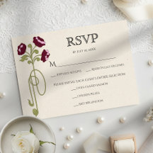 Vintage Art Nouveau Burgundy Pink Flowers Meals