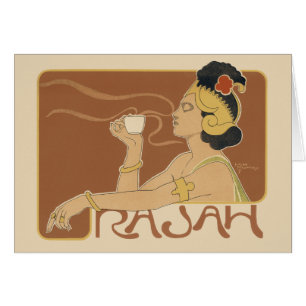Vintage Art Nouveau Café Rajah, Dame mit Kaffee