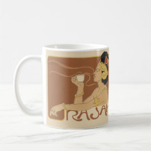 Vintage Art Nouveau Cafe Rajah, Dame mit Kaffee Kaffeetasse