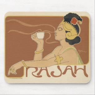 Vintage Art Nouveau Café Rajah, Dame mit Kaffee Mousepad