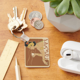 Vintage Art Nouveau Café Rajah, Dame mit Kaffee Schlüsselanhänger