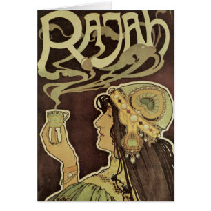 Vintage Art Nouveau Cafe Rajah, Frau mit Kaffee