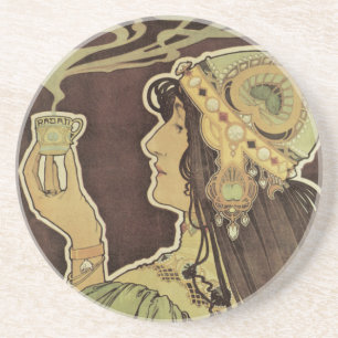 Vintage Art Nouveau Café Rajah, Frau mit Kaffee Getränkeuntersetzer