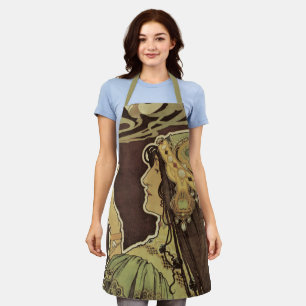 Vintage Art Nouveau Cafe Rajah, Frau mit Kaffee Schürze