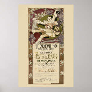 Vintage Art Nouveau Carnevale 1900 von Zippel Poster