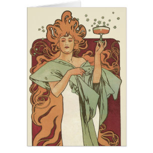 Vintage Art Nouveau, Champagner von Alphonse Mucha