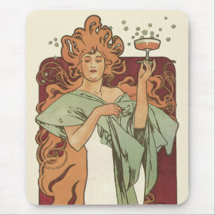 Vintage Art Nouveau, Champagner von Alphonse Mucha Mousepad