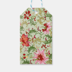 Vintage Art Nouveau Chinesische Blumen Chinoiserie Geschenkanhänger