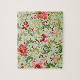 Vintage Art Nouveau Chinesische Blumenmotive Chino Puzzle