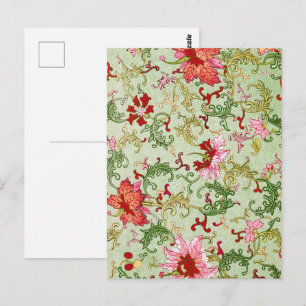Vintage Art Nouveau Chinesische Blumenmuster Chino Postkarte
