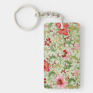 Vintage Art Nouveau Chinesische Blumenmuster Chino Schlüsselanhänger